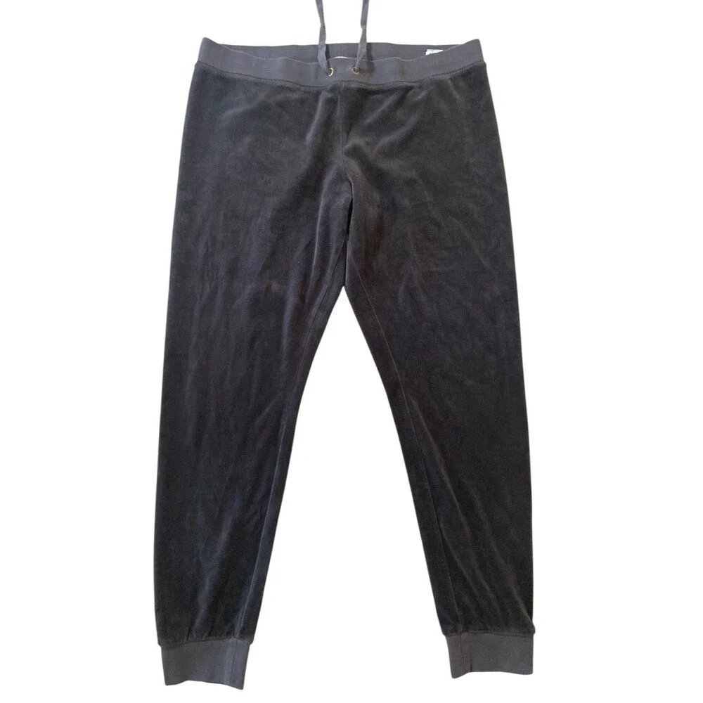 Juicy Couture‎ Women’s Velour Tracksuit Set Black Hoodie Pants Size L Vintage - Picture 11 of 16